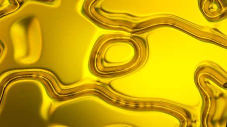 golden abstract three-dimensional background. surface with waves. 3d render illustrationの写真素材