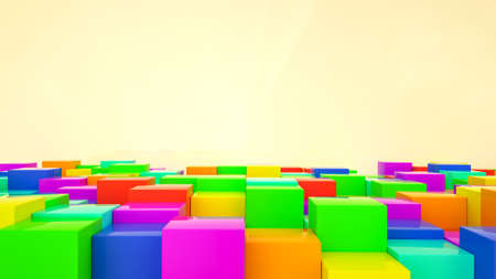 abstract background from multicolored cubes. 3d render illustration