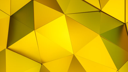 gold low poly background. 3d render illustrationの写真素材