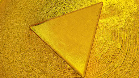 three-dimensional model of the play button made of gold. 3d render illustrationの写真素材