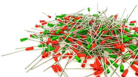 a bunch of scattered needles from disposable syringes. 3d render illustration