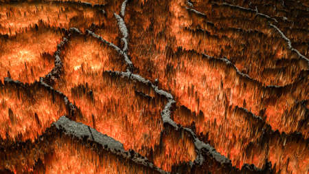 abstract three-dimensional dark orange fiery background. 3d render illustration
