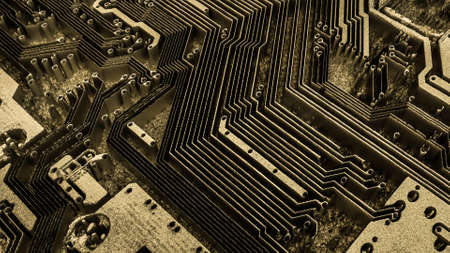 three-dimensional dark digital background. stylized circuit board abstraction. 3d render...