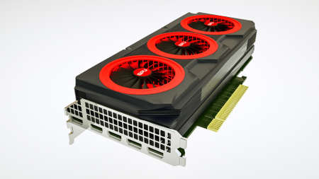 Three-dimensional video cards lie on white