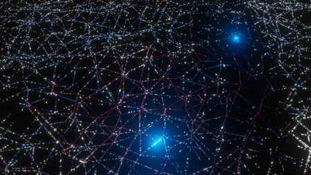abstract background from a three-dimensional mesh with a glow. 3d render illustration