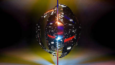 metal semicircular parts on a black background. abstract composition. 3d render illustration