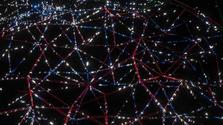 abstract background from a three-dimensional mesh with a glow. 3d render illustrationの写真素材