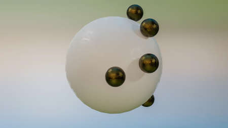black small balls on the surface of a white large sphere. abstract three-dimensional composition. 3d...