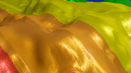 iridescent smooth surface of iridescent color. waves on the surface of the plane. 3d render...