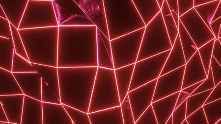abstract figure of glowing red lines on a black background. 3d render illustrationの写真素材