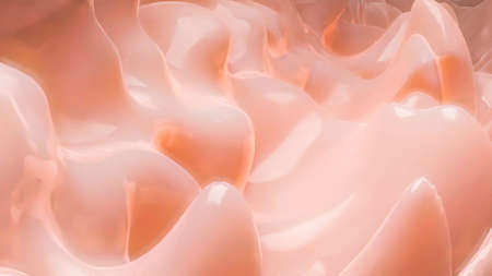 smooth wave surface of light pink color. 3d render illustrationの写真素材