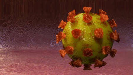3D stylized model of coronavirus. the concept of the covid-19 pandemic. 3d render illustrationの写真素材