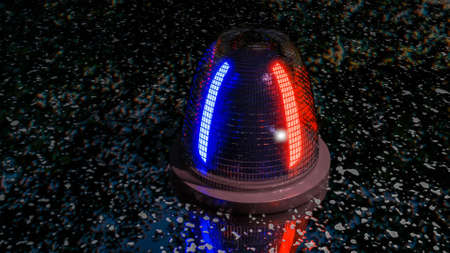 three-dimensional model of a blue-red flasher on a dark background. 3d render illustration
