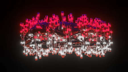 abstract three-dimensional figure with glow on a black background. 3d render illustration