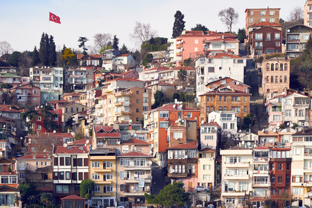 ISTANBUL, TURKEY - FEBRUARY 13, 2014: Architecture on the Bosphorus Strait, Istanbul in Turkey.のeditorial素材