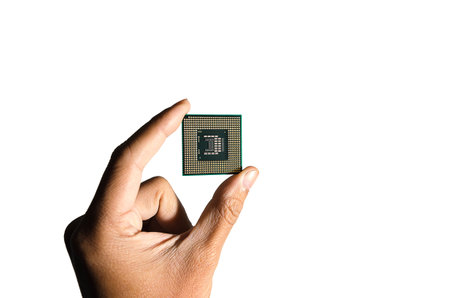 Cpu technology concept computer hardware isolated on white backgroundの写真素材