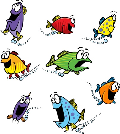 A school of cartoon fish  Layered vector and high resolution jpeg files available のイラスト素材