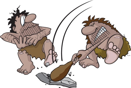 Vector and high resolution jpeg files are available  Cavemen and rock are all three on separate layers のイラスト素材