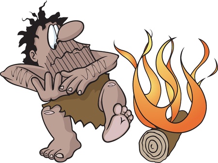 Vector and high resolution jpeg files are available  Caveman and fire are on separate layers のイラスト素材