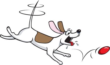 A playful cartoon puppy and his ball のイラスト素材