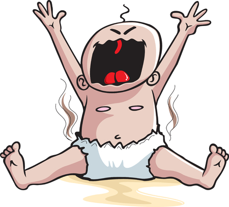 Cartoon of a screaming baby のイラスト素材