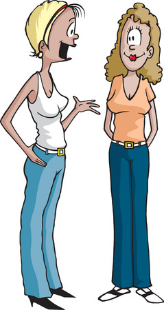 Cartoon of two women talking  のイラスト素材
