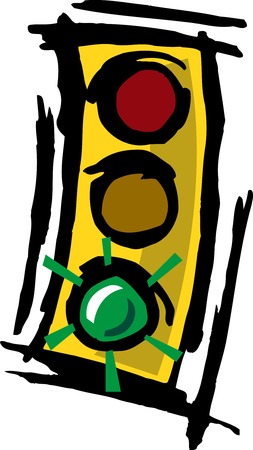 Illustrated grungy,abstract cartoon traffic light  のイラスト素材