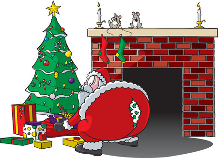 Cartoon of Santa bending over and ripping pants  のイラスト素材
