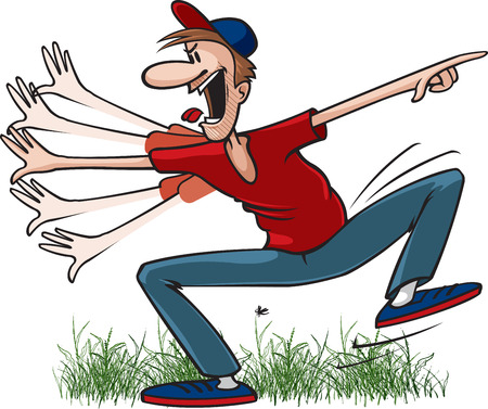 A Frantic cartoon father trying to get his child s attention  のイラスト素材