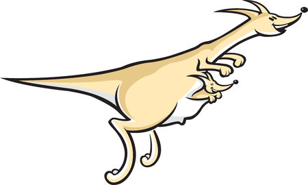 A cartoon Kangaroo Jill and her Joey のイラスト素材