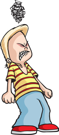 A cartoon boy that is mad at the world のイラスト素材