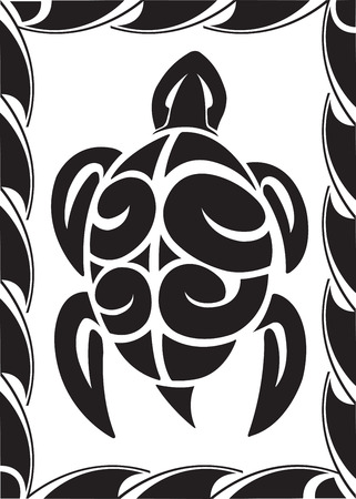 Illustrated Tiki Turtle  Vector and high resolution jpeg files available のイラスト素材