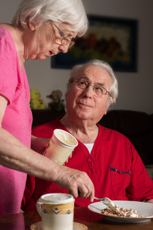ederly couple at homeの写真素材