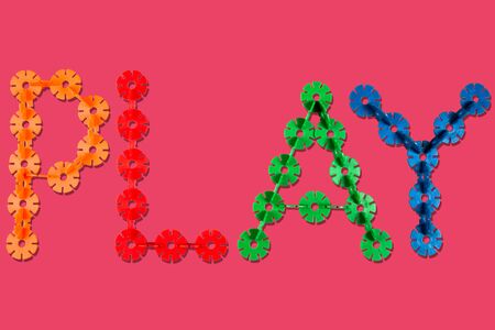 Play wrtien on red backgroundの写真素材