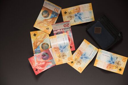 wallet full of swiss franksの写真素材