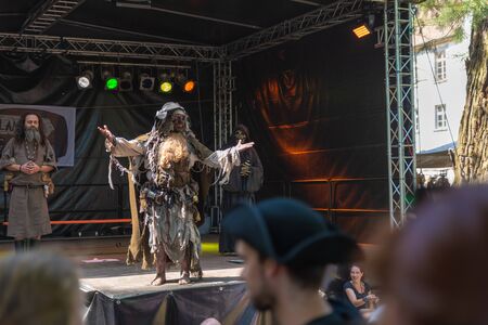 Bad Saeckingen, Germany - April 21th 2018: Mittelalterlich Phantasie Spectaculum - Biggest middle ages mark in europeのeditorial素材