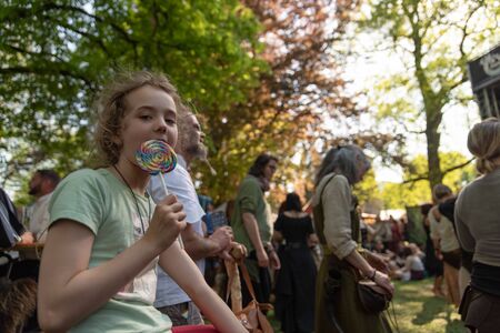 Bad Saeckingen, Germany - April 21th 2018: Mittelalterlich Phantasie Spectaculum - Biggest middle ages mark in europeのeditorial素材