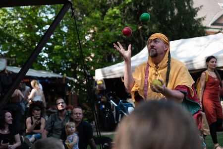 Bad Saeckingen, Germany - April 21th 2018: Mittelalterlich Phantasie Spectaculum - Biggest middle ages mark in europeのeditorial素材