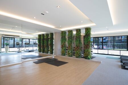 Gyms at the top of the building Overlooks the cityの写真素材