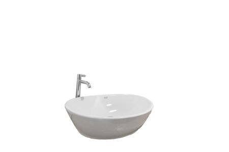 isolate clean white wash basin and flush toiletの写真素材