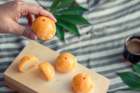Close-up chinese Pastry in natural backgroundの写真素材