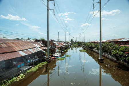 Old communities along the canal in Thailandのeditorial素材