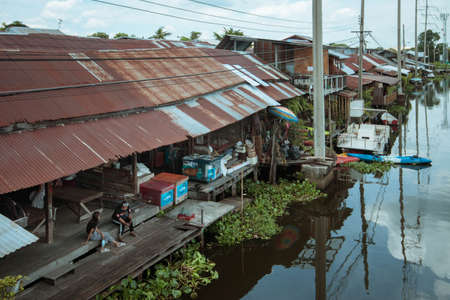 Old communities along the canal in Thailandのeditorial素材