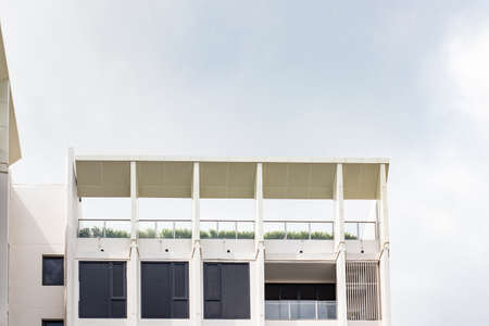 Close-up of buildings in many window