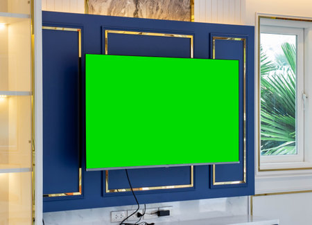 green screen on smart TVの写真素材