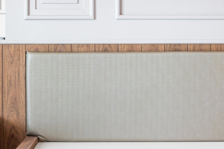 Close-up of wooden headboardの写真素材