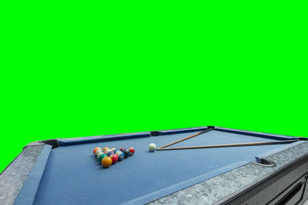 Blue Pool table with ballsの写真素材