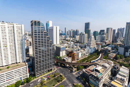 Bird's-eye view of many buildings in Bangkokのeditorial素材
