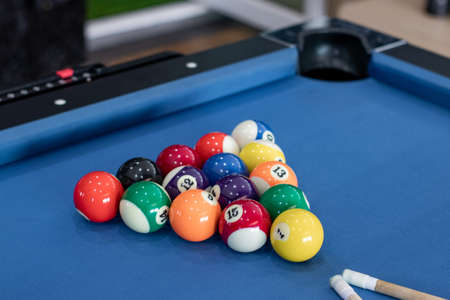 close up of pool ball on pool tableの写真素材