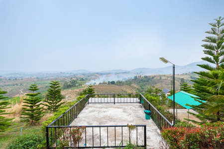 Balcony overlooking the valleyの写真素材